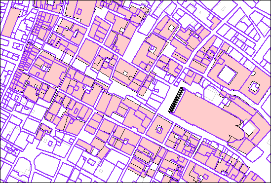 Sovrapposizione tra la carta del 1810 e l'attuale