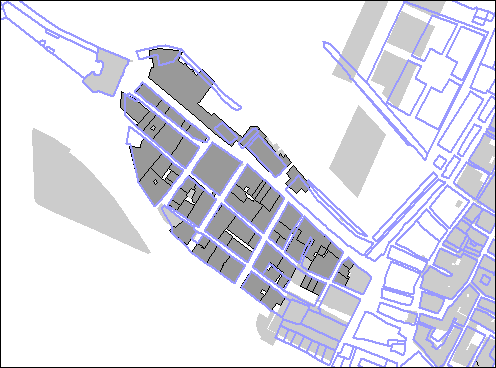Sovrapposizione tra la carta del 1656 e l'attuale